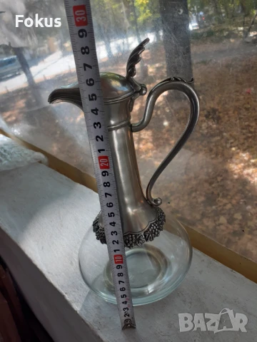 Стара антикварна кана графа стъкло метал печат, снимка 9 - Антикварни и старинни предмети - 51169579