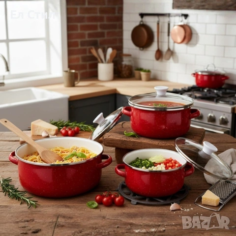 Комплект от 3 тенджери - 16см, 18см, 20см, снимка 5 - Прибори за хранене, готвене и сервиране - 53356428