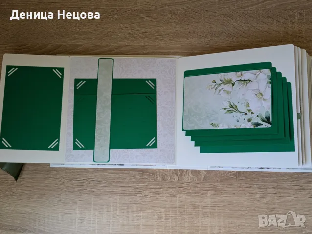 Ръчно изработен сватбен албум за снимки и сватбена картичка, снимка 7 - Сватбени аксесоари - 49736471