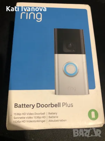 Ring Battery Video Doorbell Plus  Безжична видео камера  звънец с 1536p HD шпионка домофон, снимка 5 - IP камери - 47981511