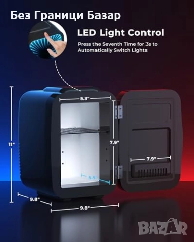 Нов Мини хладилник 4L AC/DC за кола, офис и козметика – охлажда/затопля, снимка 7 - Други стоки за дома - 52698434