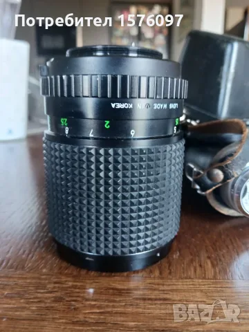 Обектив Sirius MC Automatic Macro 135mm f/2.8 и фотоапарат Revueflex E (Zenit-E), снимка 8 - Фотоапарати - 56266242