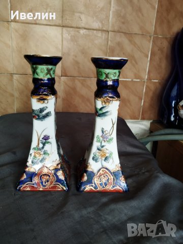 два порцеланови свещници-комплект, снимка 2 - Антикварни и старинни предмети - 30147461