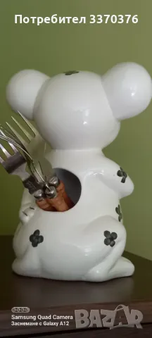Порцеланова фигура за прибори-мишка+ 6 вилички, снимка 4 - Аксесоари за кухня - 47520223