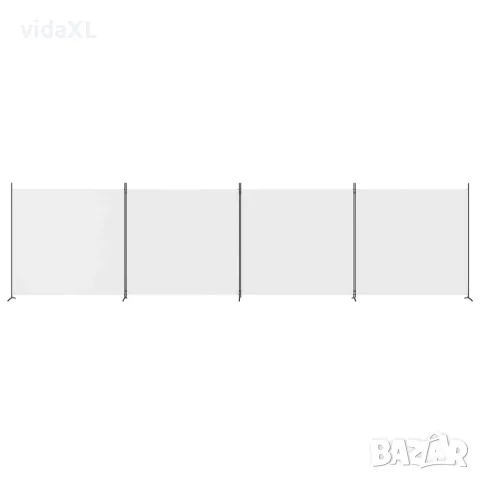 vidaXL Параван за стая, бял, 4 панела, 698x180 см, плат, снимка 3 - Паравани - 56147199