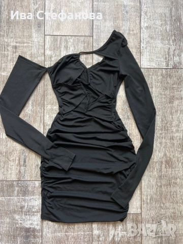 Нова еластична парти коктейлна черна къса официална рокля трико 