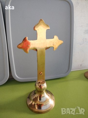 стар бронзов масивен кръст разпятие, снимка 5 - Антикварни и старинни предмети - 42361478