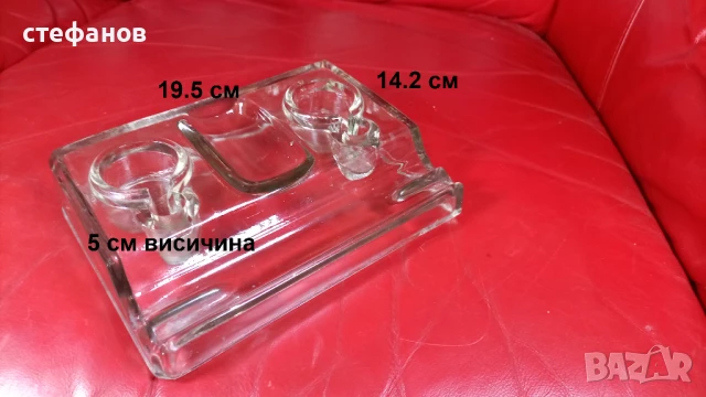 Ретро стъклена мастилница от едно време, неползвана, снимка 2 - Антикварни и старинни предмети - 51143166