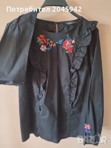 Дамска черна риза MOHITO colektion, снимка 2 - Ризи - 50296667