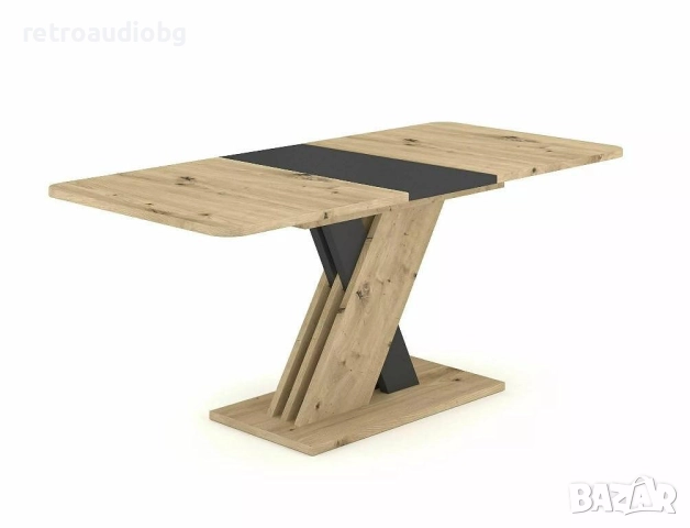  Разтегателна трапезна маса Ексел 140-180x85 дъб артисан - антрацит, снимка 3 - Маси - 52822862