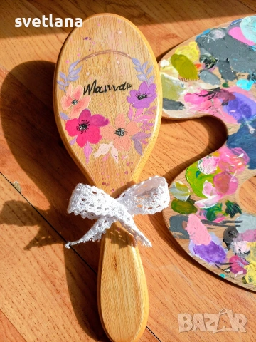 Ръчно рисувани четки за коса, снимка 4 - Подаръци за жени - 53785399