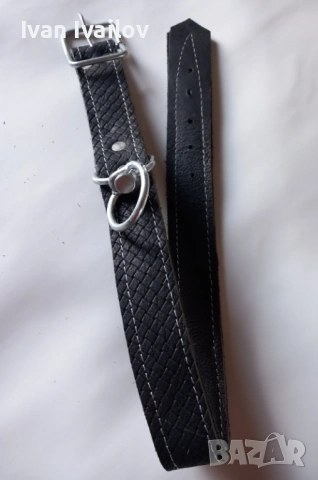 Двойно шит черен нашийник с орнаменти и върток – 4 см широк, снимка 3 - За кучета - 54138185