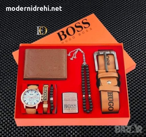 Комплект Boss колан,часовник,портфейл,броеница,запалка,гривна