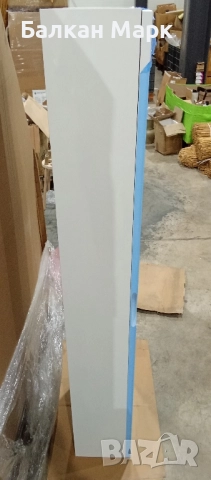 Шкаф за баня – бял гланц, 140×35×20 см – вакуумно ламиниран, със забележки, снимка 9 - Шкафове - 52564441