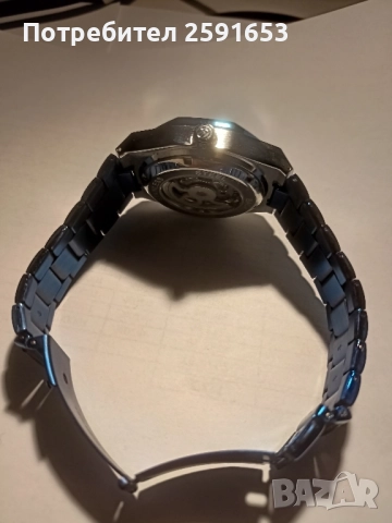 Автоматичен часовник тип скелетон в син цвят, снимка 5 - Мъжки - 52310704