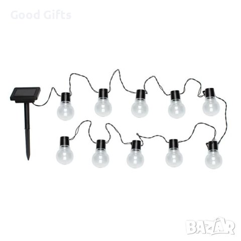 Соларни лампички Крушки, Топло бяло, 10 броя, снимка 2 - Соларни лампи - 42741940