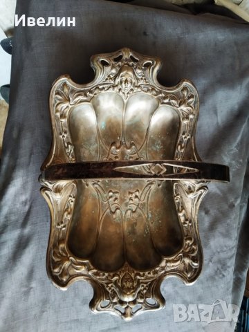 стара посребрена месингова купа,фруктиера арт деко, снимка 3 - Антикварни и старинни предмети - 29290137