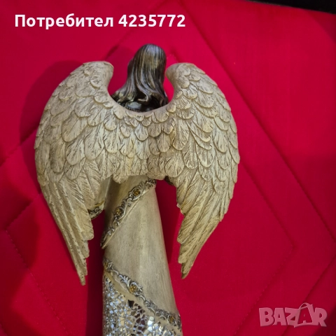 Статуетка на ангел изработена от бронз и слонова кост с детайлни крила ., снимка 5 - Статуетки - 52838689