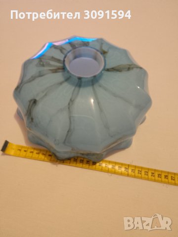 1920г-1930г Арт Деко абажур за лампа полилей двопластово къдраво стъкло, снимка 11 - Антикварни и старинни предмети - 42793577