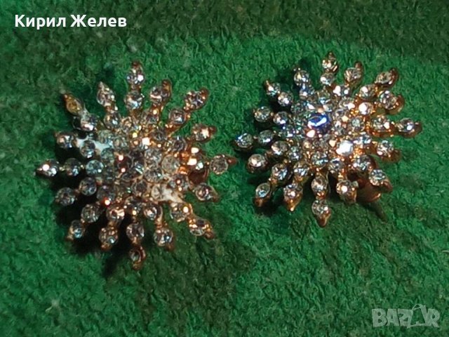 КРАСИВИ ЗЛАТИСТИ ИСКРЯЩИ ЦИРКОНЕНИ ФЕШЪН АРТ ОБЕЧКИ - СНЕЖИНКИ 4203, снимка 2 - Обеци - 36466354