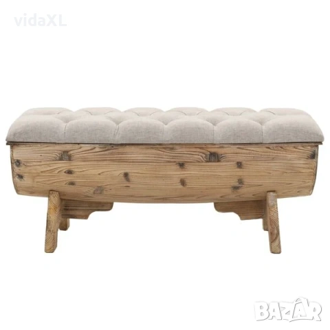 vidaXL Пейка за съхранение, дървен масив и плат(SKU:245767), снимка 2 - Други - 53322149