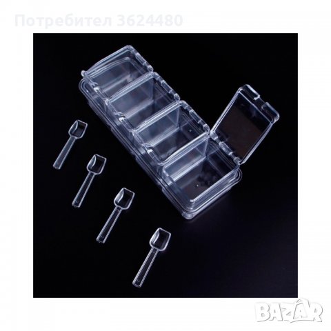 Прозрачни органайзери за подправки за кухня 4 броя с лъжички, снимка 6 - Други - 40039473