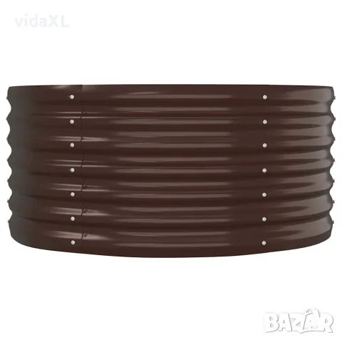 vidaXL Градинска повдигната леха поцинкована стомана кафяво, снимка 4 - Саксии и кашпи - 56146675