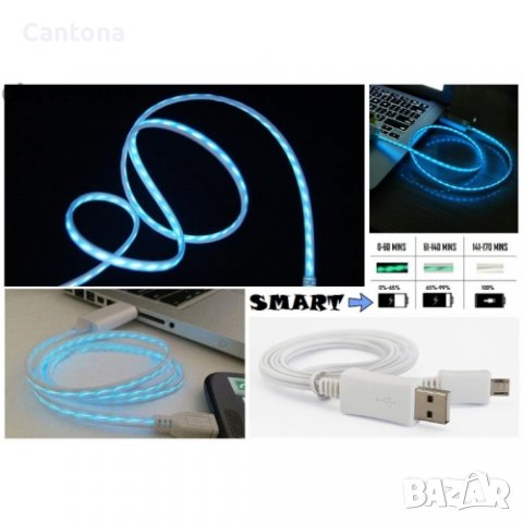 Уникален micro USB LED Light USB data кабел за зареждане, снимка 2 - USB кабели - 36829985