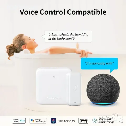 SwitchBot Indoor Outdoor Hygrometer Thermometer 3 Pack with Hub Mini, IP65, Бял, снимка 9 - Други - 48657272