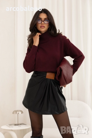 Дамска еко кожена пола с впечатляващи плисета, 2цвята , снимка 9 - Поли - 52180352