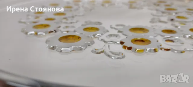 Винтидж чиния за торта/плато, кристално стъкло Walther Crystal Glas, серия Campana,  1970 , снимка 3 - Чинии - 47918321