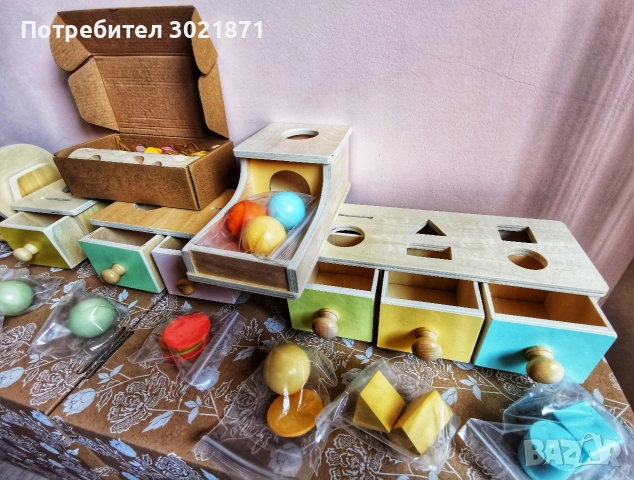 Дървени Монтесори чекмеджета 