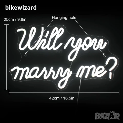 Will You Marry Me неонов надпис димируем ЧЕТЕТЕ ОПИСАНИЕТО, снимка 1