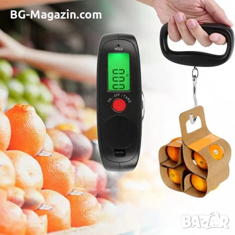 Дигитален ръчен електронен точен кантар везна за самолетен багаж куфари храна риболов риба до 50кг, снимка 2 - Везни - 50921402