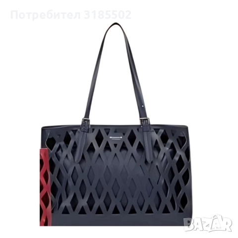 Дамска чанта с вътрешен несесер и решетъчен дизайн, снимка 8 - Чанти - 51514570