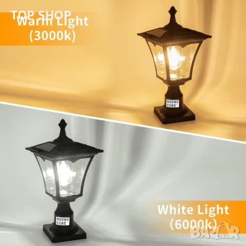 Външна градинска соларна лампа от лят алуминий, снимка 8 - Соларни лампи - 49971381