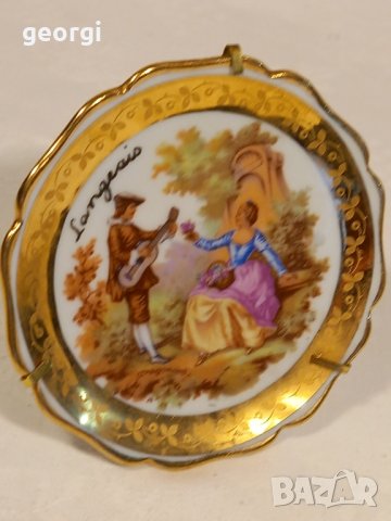 декоративна порцеланова чиния Limoges Ромео и Жулиета с позлата 