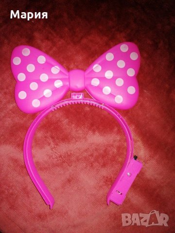 Нова светеща диадема за коса ,, Мини Маус,,+ПОДАРЪК още една диадема черна с ушички , снимка 4 - Шноли, диадеми, ленти - 31532890