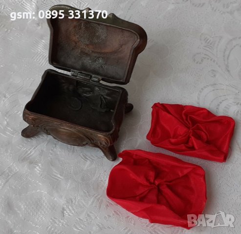 Красива метална кутия кутийка с червена подплата, снимка 6 - Други - 39790436