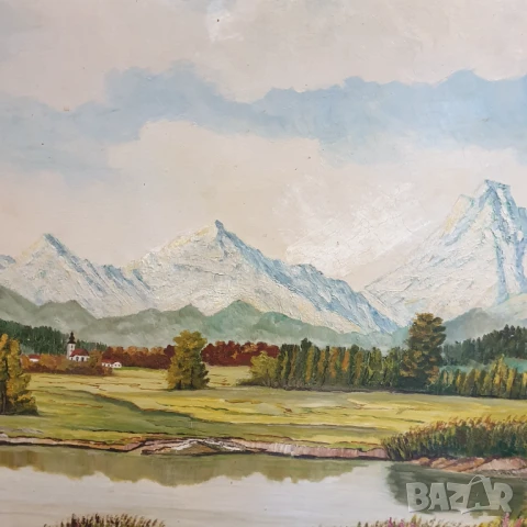 Стара картина масло/платно,подписана, снимка 6 - Картини - 50549680