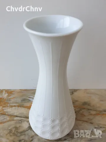 Edelstein 20см/Еделщайн Бавария стара немска порцеланова ваза/бяла-модернизъм-бисквит, снимка 2 - Вази - 49029120