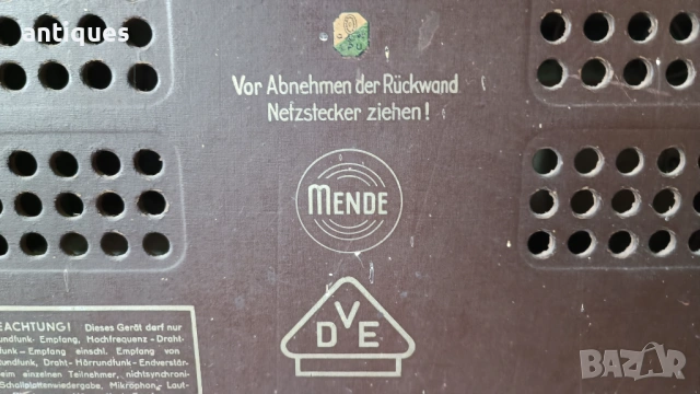 Старо лампово радио - Mende MS225W - 1938г. - Made in Germany, снимка 8 - Антикварни и старинни предмети - 53030174