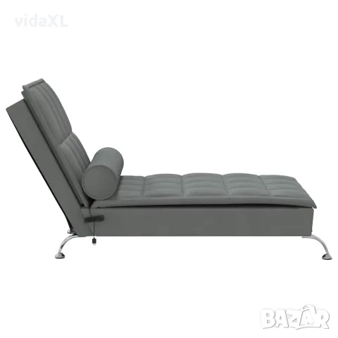 vidaXL Масажна кушетка с болстер, светлосива, текстил, снимка 5 - Кушетки - 56147470