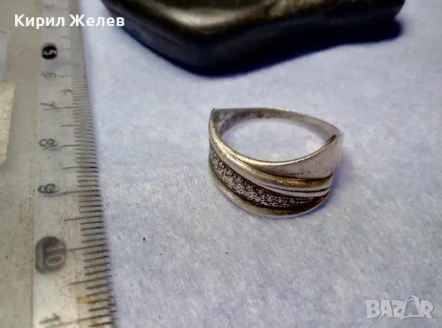 СТАР РУСКИ СРЕБЪРЕН ПРЪСТЕН СРЕБРО 925 с 2ри ЩЕМПЕЛ ХБО ИНКРУСТИРАН с БЛЕСТЯЩИ ЦИРКОНИ 47527, снимка 14 - Антикварни и старинни предмети - 50136447