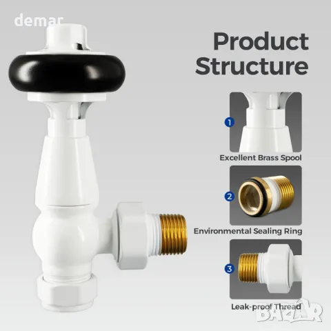 VANCOCO Традиционни ъглови радиаторни вентили, снимка 2 - Други стоки за дома - 49843809