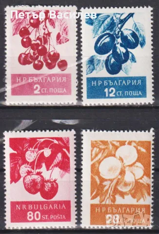 Чисти марки Флора Плодове 1956 1957 от  България, снимка 5 - Филателия - 50321537