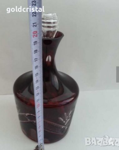 кристални чаши и гарафа цветен червен кристал , снимка 9 - Антикварни и старинни предмети - 30141080