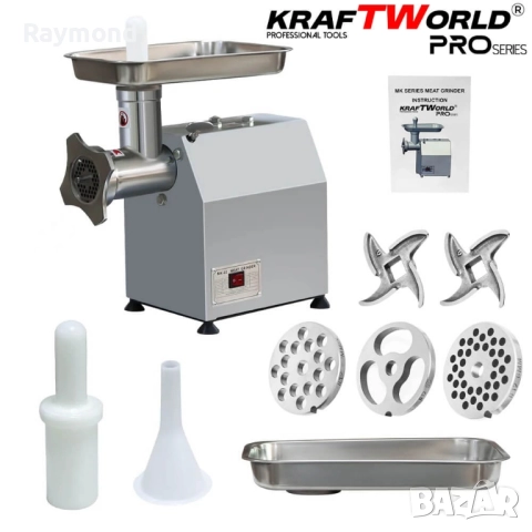 Електрическа Месомелачка KraftWorld TK/MK-12 | 1200W, 180 кг/ч, Неръждаема Стомана, снимка 2 - Други инструменти - 51866230