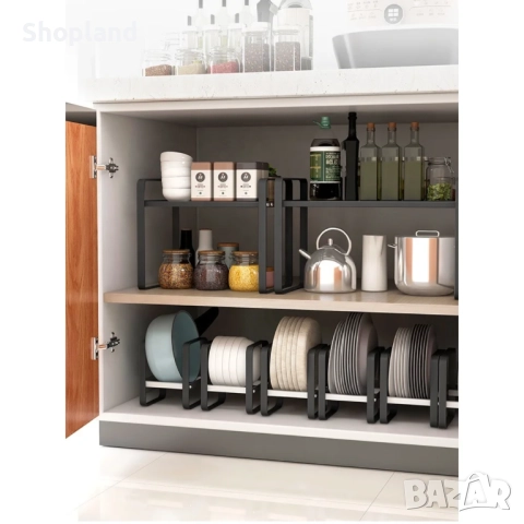 Многофункционален метален органайзер за дъски, капаци, чинии и тенджери, снимка 2 - Аксесоари за кухня - 51920212