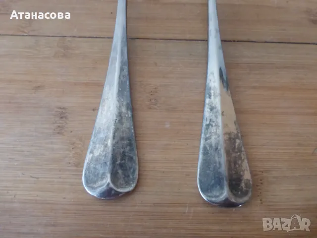 Дълги посребрени прибори за салата 31 см 1950 г, снимка 5 - Прибори за хранене, готвене и сервиране - 48970336